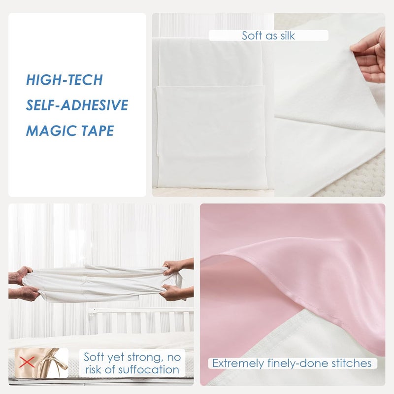 PROMEED 2 Pack 100% Mulberry Silk Crib Sheet for Baby Hair, 23 Momme Silk Bassinet Slip for Baby Bald Spots, Soft and Safe Silk Cot Sleeve for Everyday Use (Pink) - Image 4